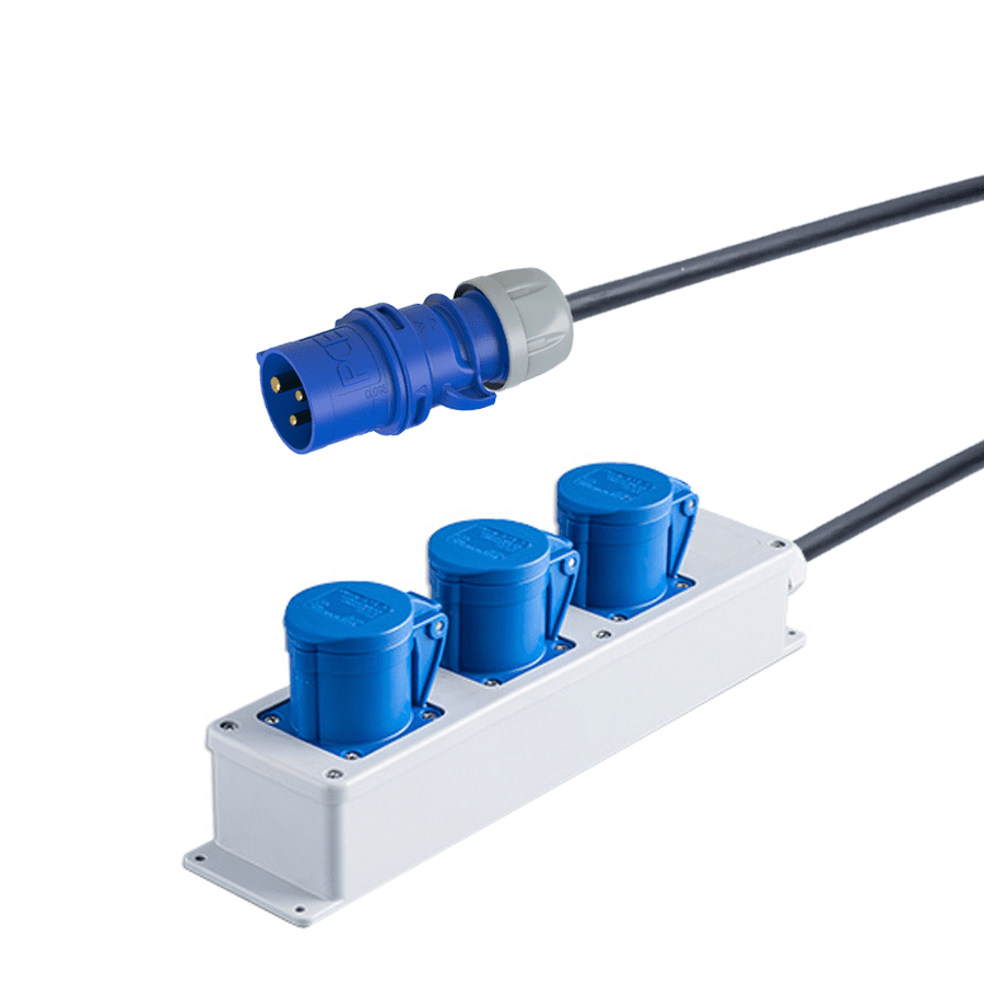 Afbeelding voor categorie CEE verlengkabel met meervoudigcontactdoos 3p 16A 250V blauw