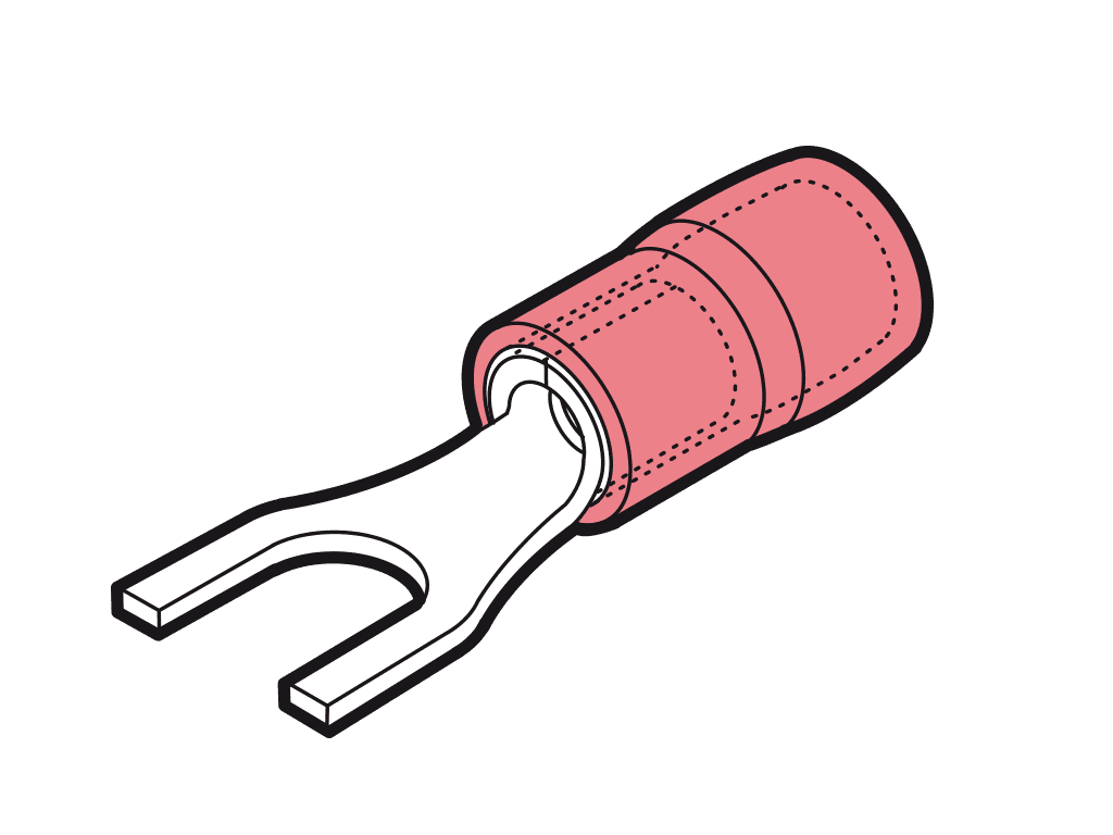 Afbeelding van vorkkabelschoen geisoleerd 0.25-1.5mm2 rood  3.2mm PA6.6-V2 VPE100