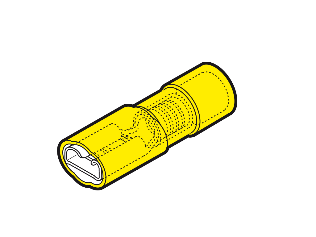 Afbeelding van vlaksteker female geisoleerd volledig 4-6mm2 geel 6.35x0.8 PC-V0