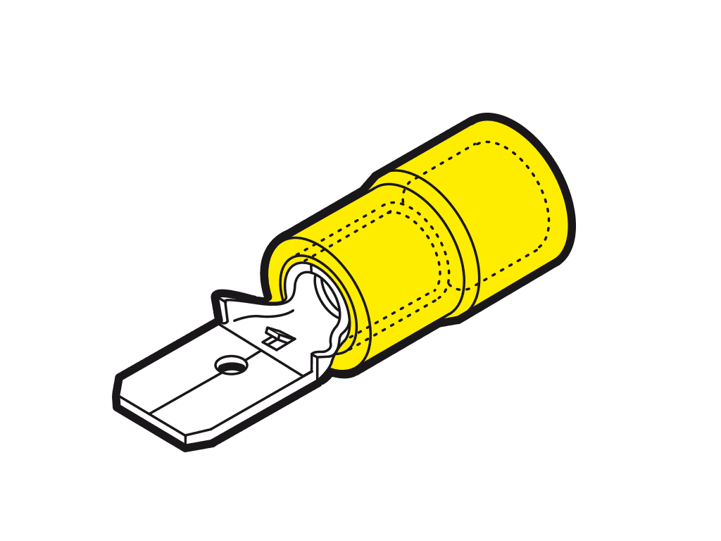 Afbeelding van vlaksteker male geisoleerd 4-6mm2 geel 6.35x0.8mm PA6.6 VPE100