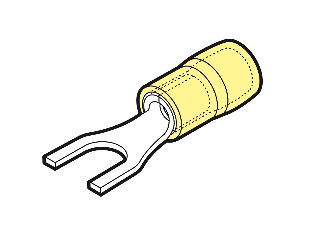 Afbeelding van vorkkabelschoen geisoleerd 4-6mm2 geel  4.3mm PA6.6 VPE100