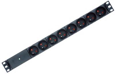 Afbeelding van PDU 19inch in:Schuko+2,0m uit:8xSchuko penaarde met LED