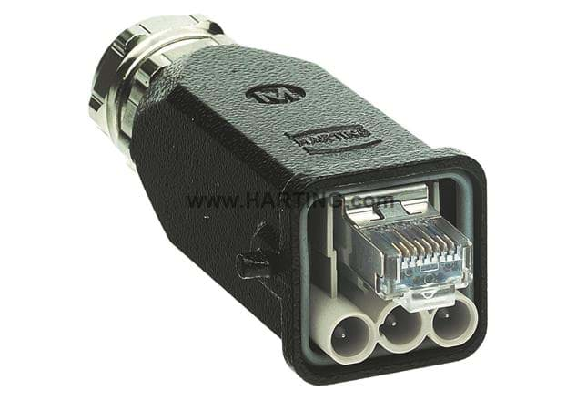 Afbeelding van Han  3A-1LOCK Hybrid RJ45 300V AC kabeldeel