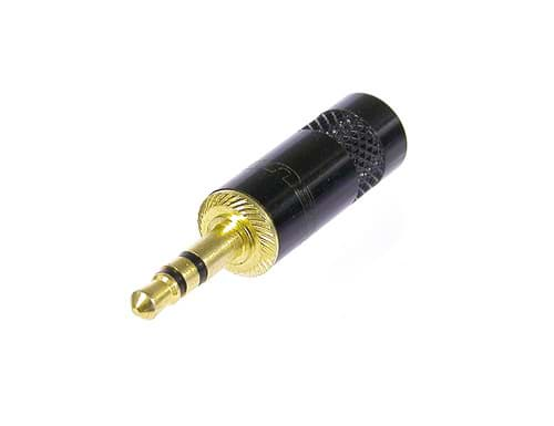 Afbeelding van jack 3,5mm steker 3-polig zwart goud kabelOD<6.4mm