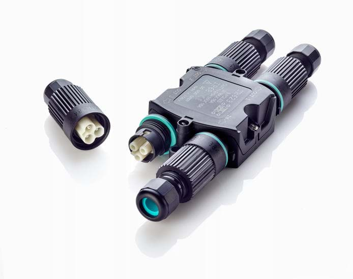 Afbeelding van verdeler TEEBOX 4-weg-H + 4x connector 16A 2p schroef IP68 ONVERPAKT