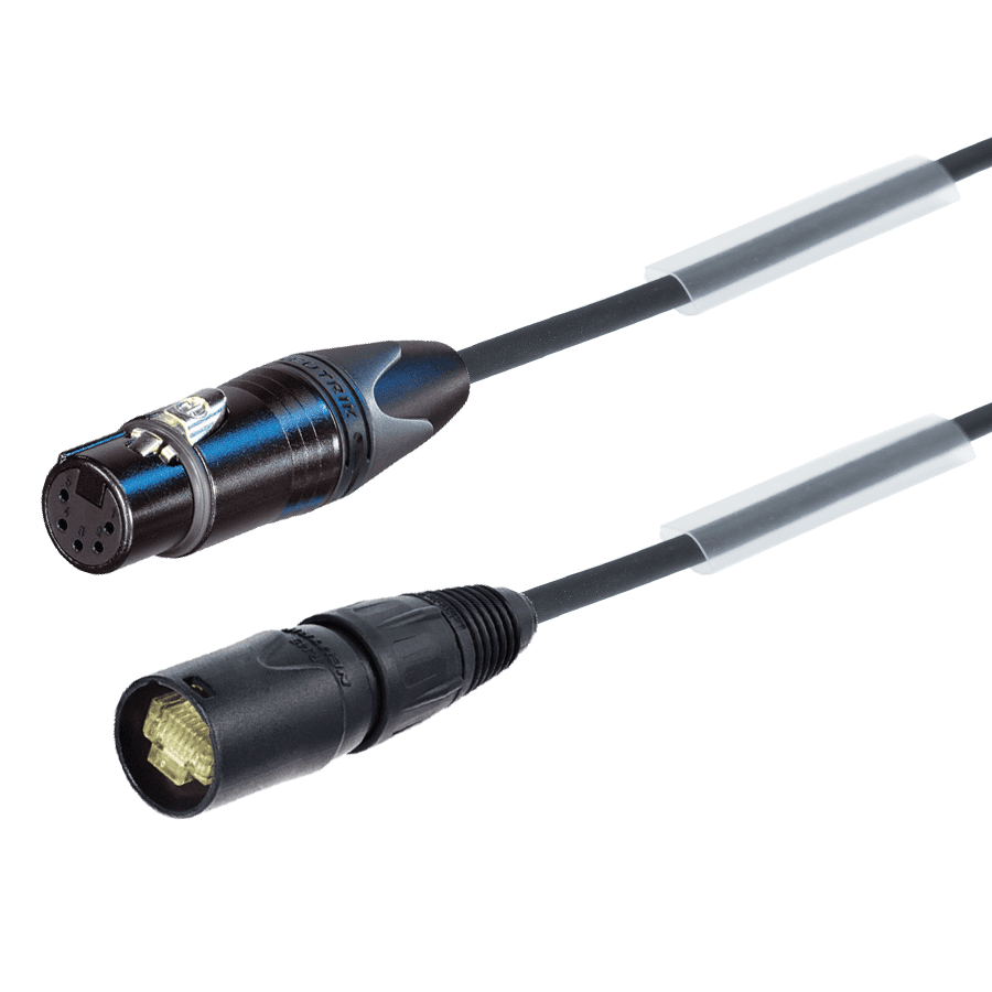 Afbeelding van DMX kabel etherCON > XLR 5p F zwart  0,25m Neutrik