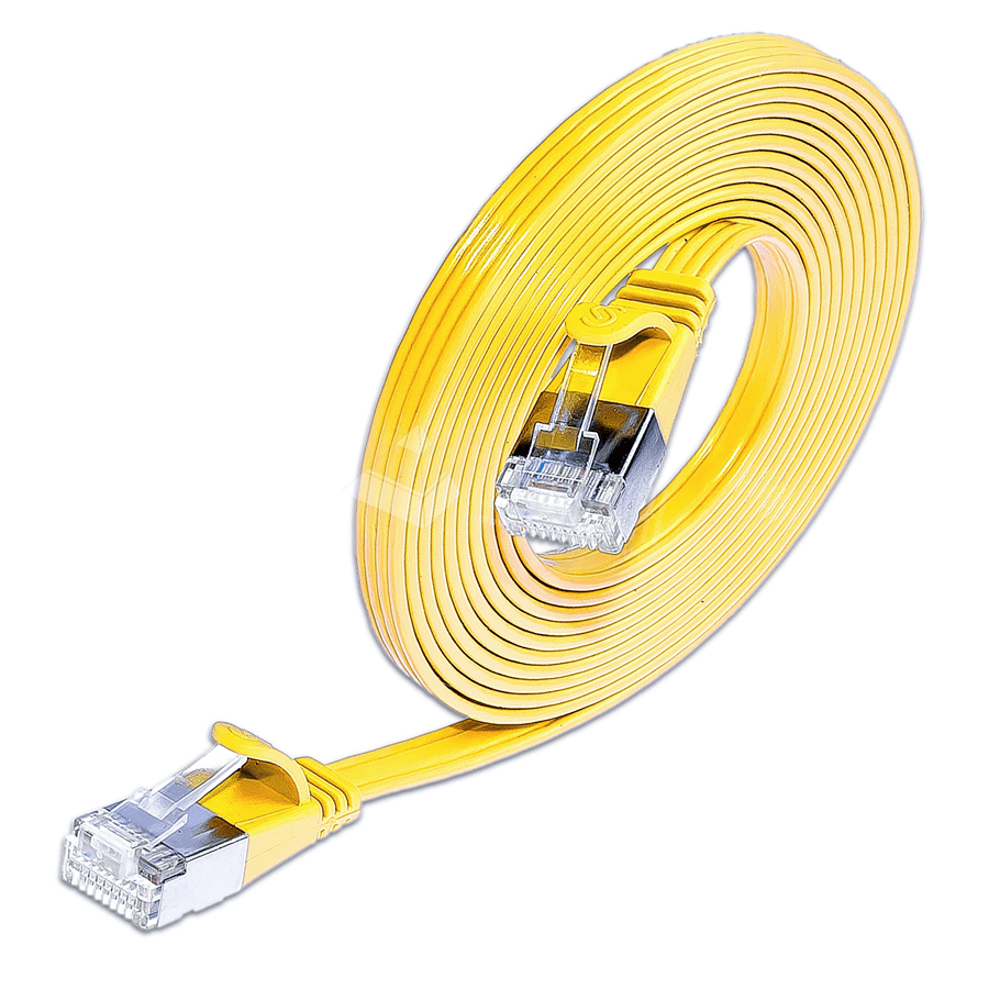 Afbeelding van patchkabel CAT6 U/FTP 4p36 FLAT PVC geel RJ45  0,1m