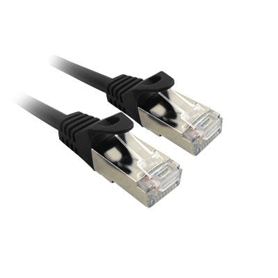 Afbeelding van patchkabel CAT6A S/FTP 4P26 LSZH zwart RJ45 snagless  0,3m SCP 10G