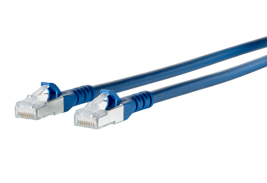 Afbeelding van patchkabel CAT6A S/FTP 4P26 LSHF blauw RJ45 snagless  1,0m Metz 10G