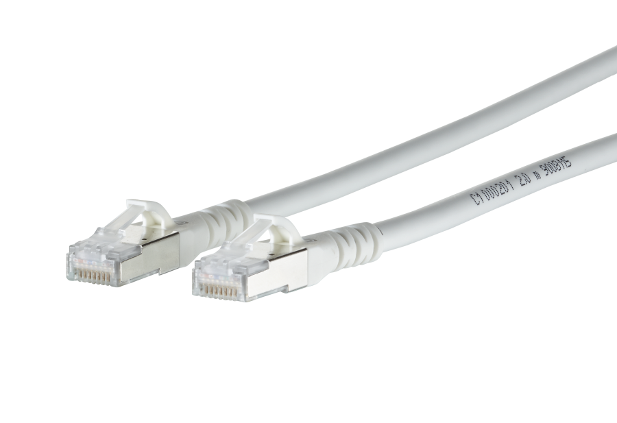 Afbeelding van patchkabel CAT6A S/FTP 4P26 LSHF wit RJ45 snagless  0,5m Metz 10G