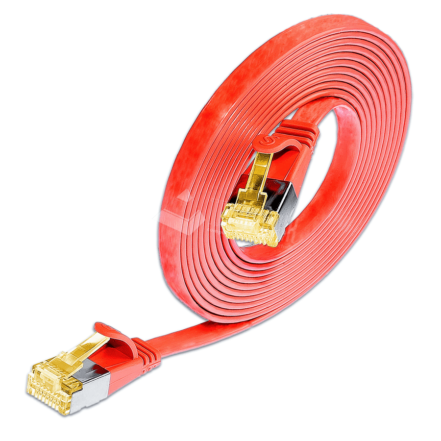 Afbeelding van patchkabel CAT6A U/FTP 4p32 FLAT PVC rood RJ45  0,1m 10G