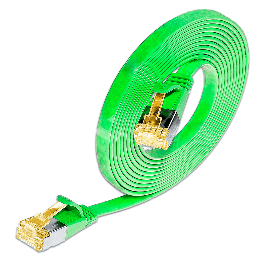 Afbeelding van patchkabel CAT6A U/FTP 4p32 FLAT PVC groen RJ45  0,1m 10G