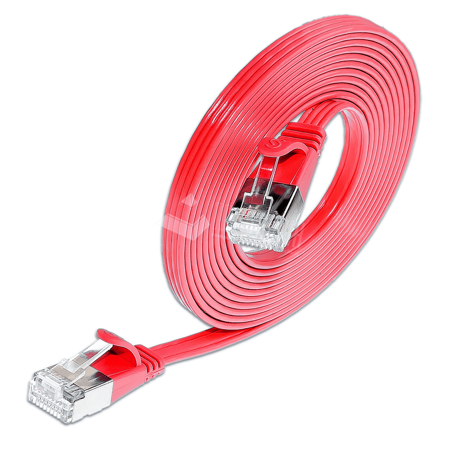 Afbeelding van patchkabel CAT6 U/FTP 4p36 FLAT PVC rood RJ45  0,5m