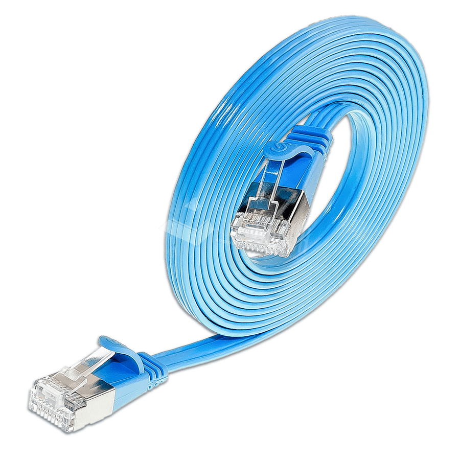 Afbeelding van patchkabel CAT6 U/FTP 4p36 FLAT PVC blauw RJ45  0,1m