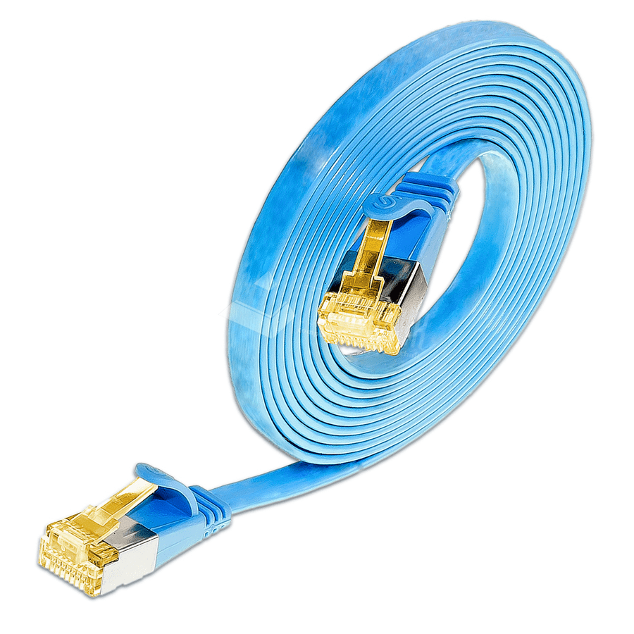 Afbeelding van patchkabel CAT6A U/FTP 4p32 FLAT PVC blauw RJ45  0,25m 10G