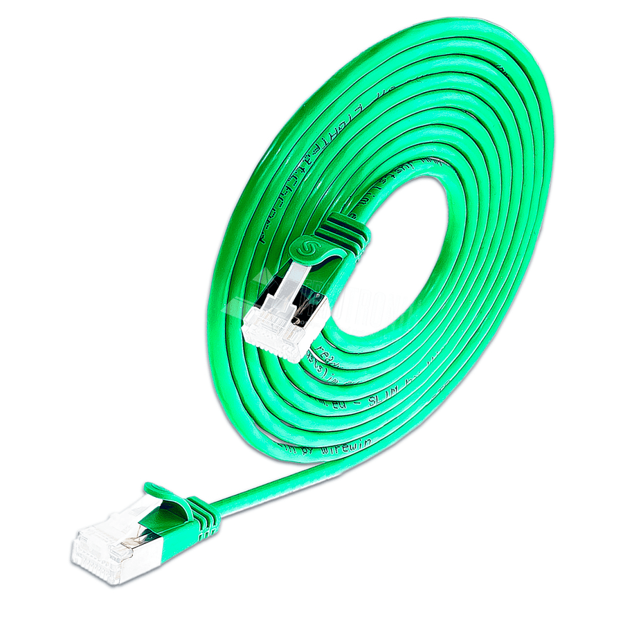 Afbeelding van patchkabel CAT6A U/FTP 4p32 SLIM LSZH groen RJ45  0,1m 10G 3.8mm