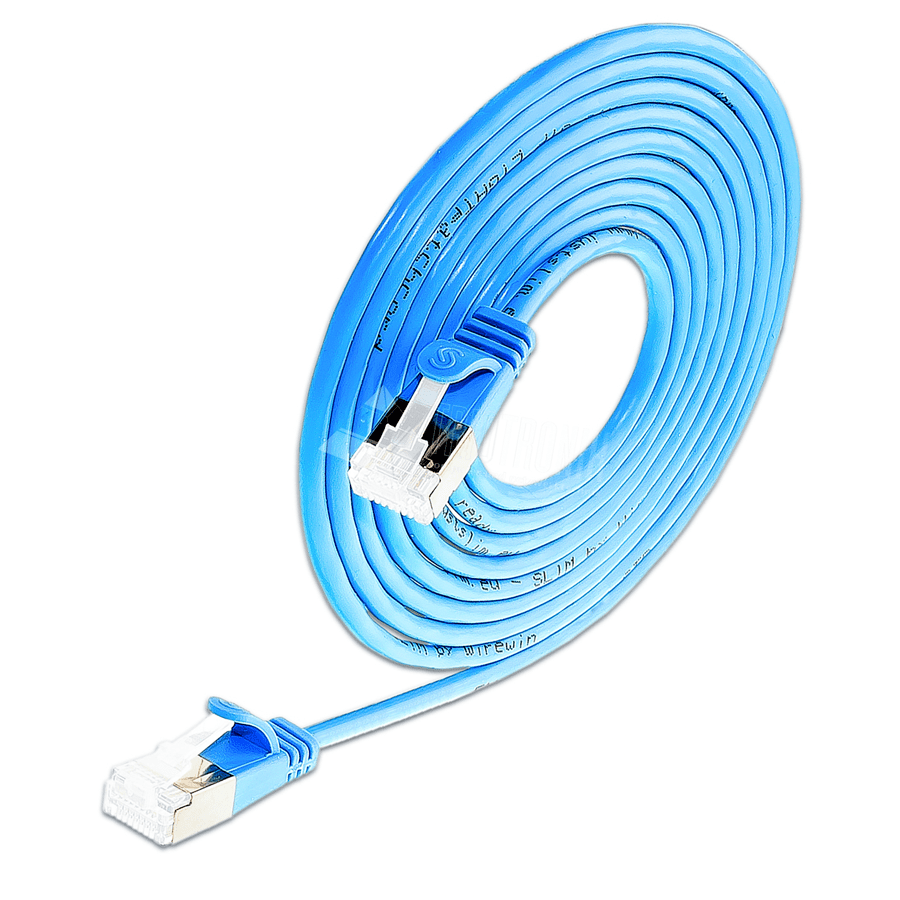 Afbeelding van patchkabel CAT6A U/FTP 4p32 SLIM LSZH blauw RJ45  0,1m 10G 3.8mm