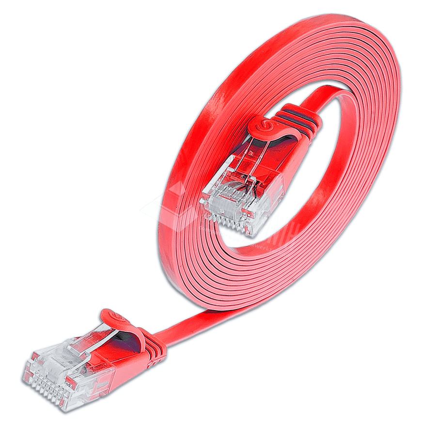 Afbeelding van patchkabel CAT6 U/UTP 4p36 FLAT PVC rood RJ45  0,1m