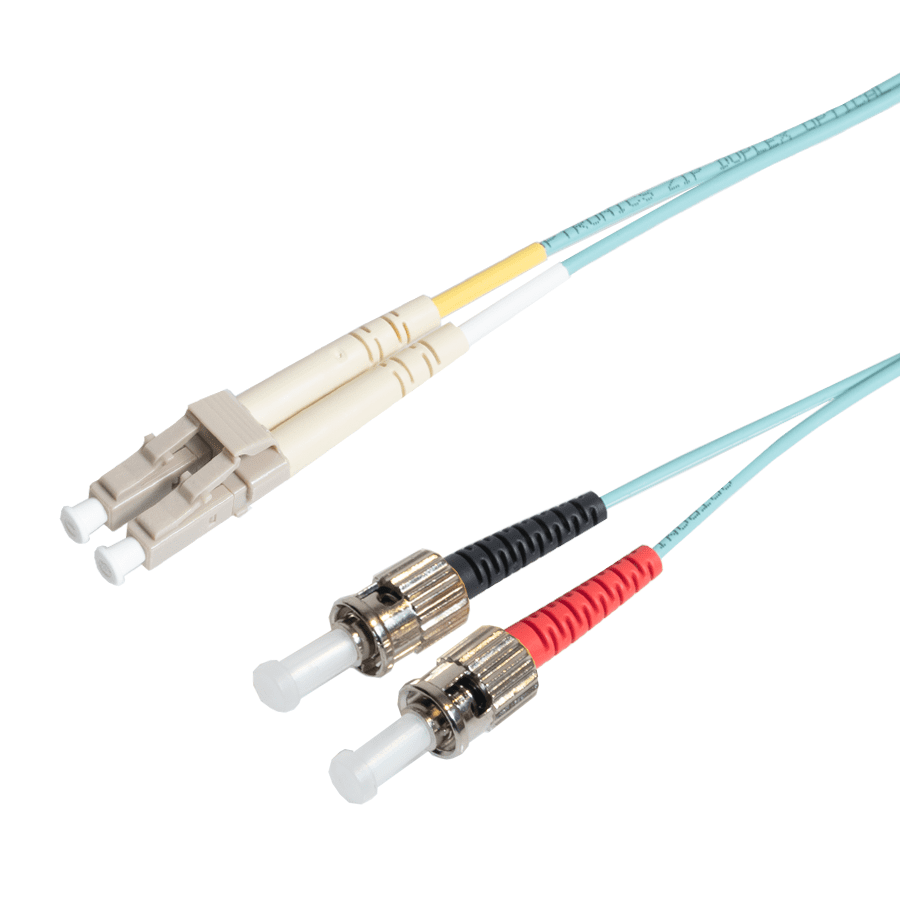 Afbeelding van patchcord MultiMode Duplex LC-ST  0.5m OM3 Aqua d2mm Enhanced