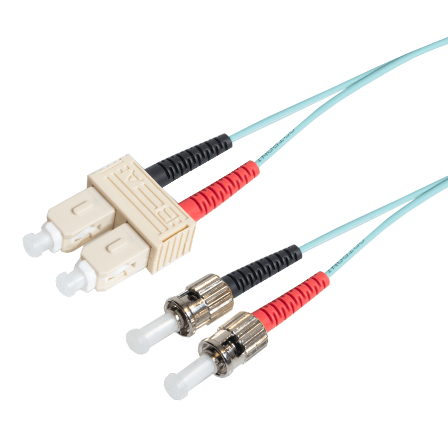 Afbeelding van patchcord MultiMode Duplex SC-ST 15m OM3 Aqua d3mm Enhanced