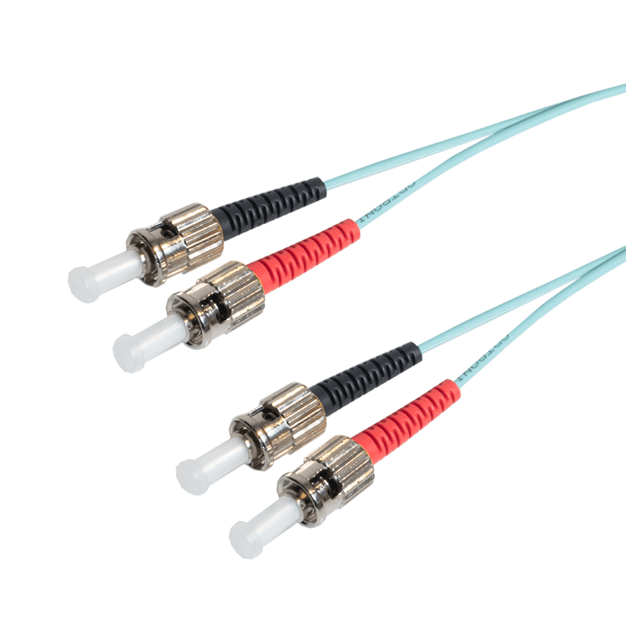 Afbeelding van patchcord MultiMode Duplex ST-ST  1.0m OM3 Aqua d3mm Enhanced