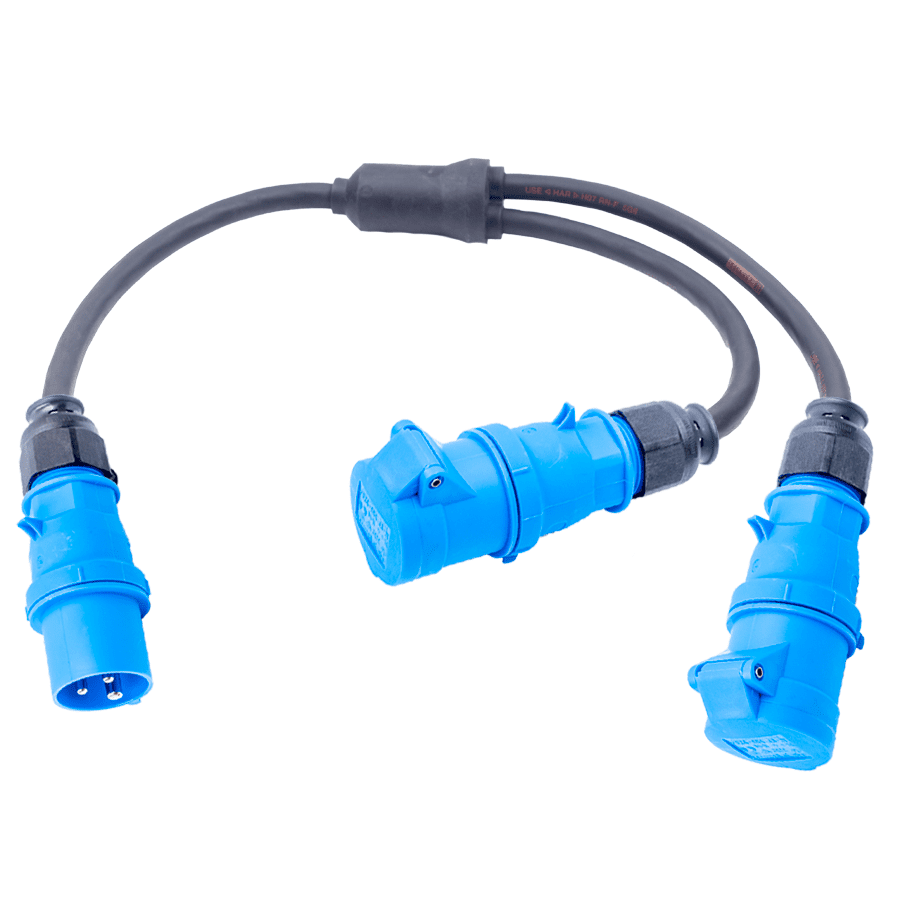 Afbeelding van Y-splitter H07RNF 2,5mm2 CEE 3p 16A blauw M>0,5>>Y>0,5>2F Bals