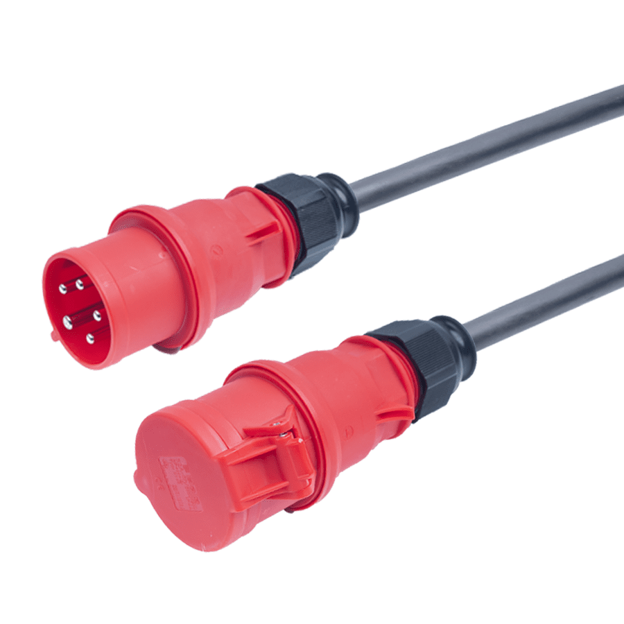 Afbeelding van verlengkabel H07RNF 4mm2 CEE 5 pin 32A 400V rood Bals  5,0m