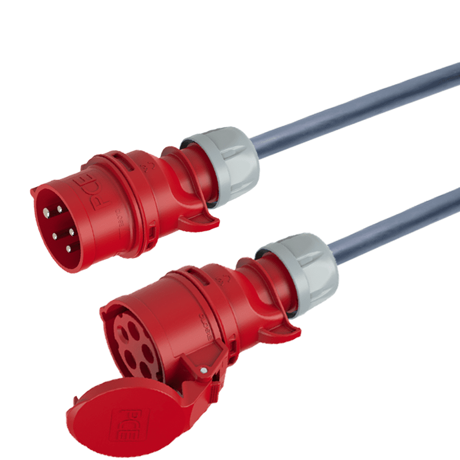 Afbeelding van verlengkabel H07RNF 4mm2 CEE 5 pin 32A 400V rood PCE 10m