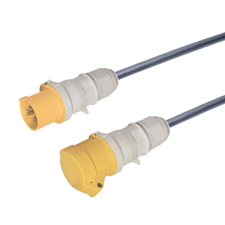 Afbeelding van verlengkabel H07RNF 1,5mm2 CEE 4 pin 16A 110V geel Bals 10m