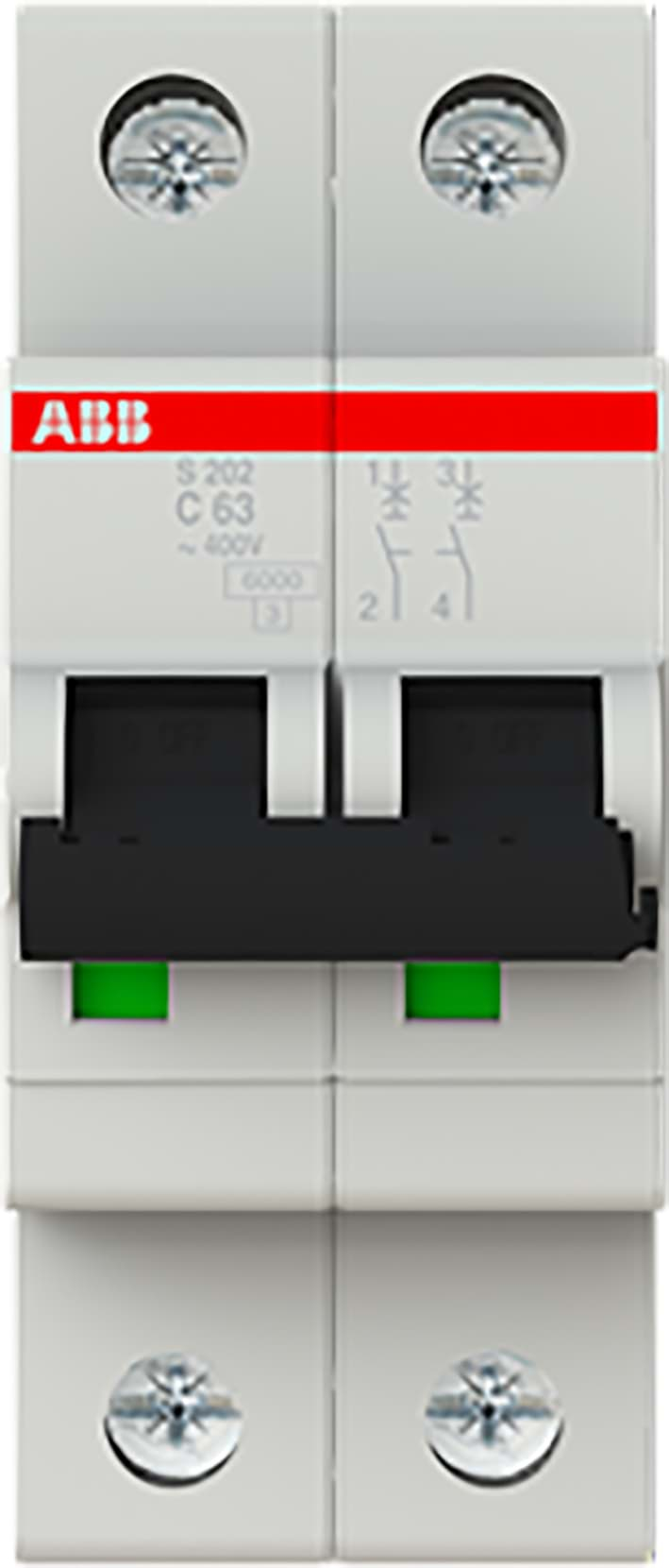 Afbeelding van automaat 63A 2-polig C-kar 2-module 6kA