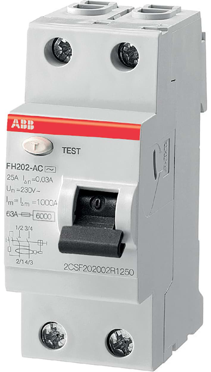 Afbeelding van aardlekschakelaar 63A 2-polig  30mA type-A 2-module 6kA