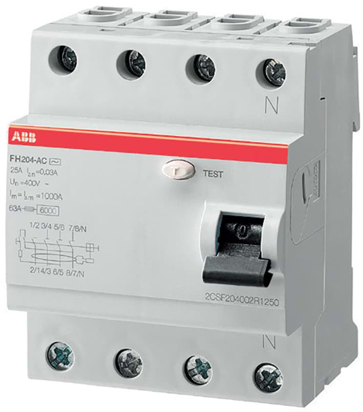 Bild von aardlekschakelaar 63A 4-polig  30mA type-A 4-module 6kA