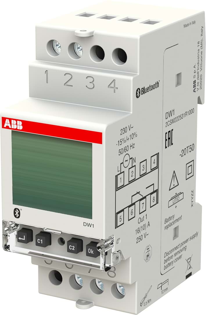 Afbeelding van Schakelklok DW1 digitaal Wekelijks 1 kanaal 2 module ABB