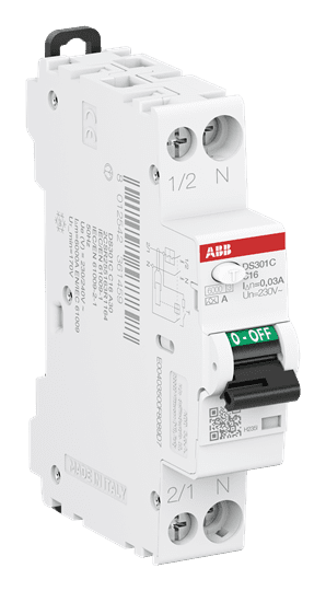 Afbeelding van aardlekautomaat 16A 1-polig+nul 30mA C-kar 1-module 6kA