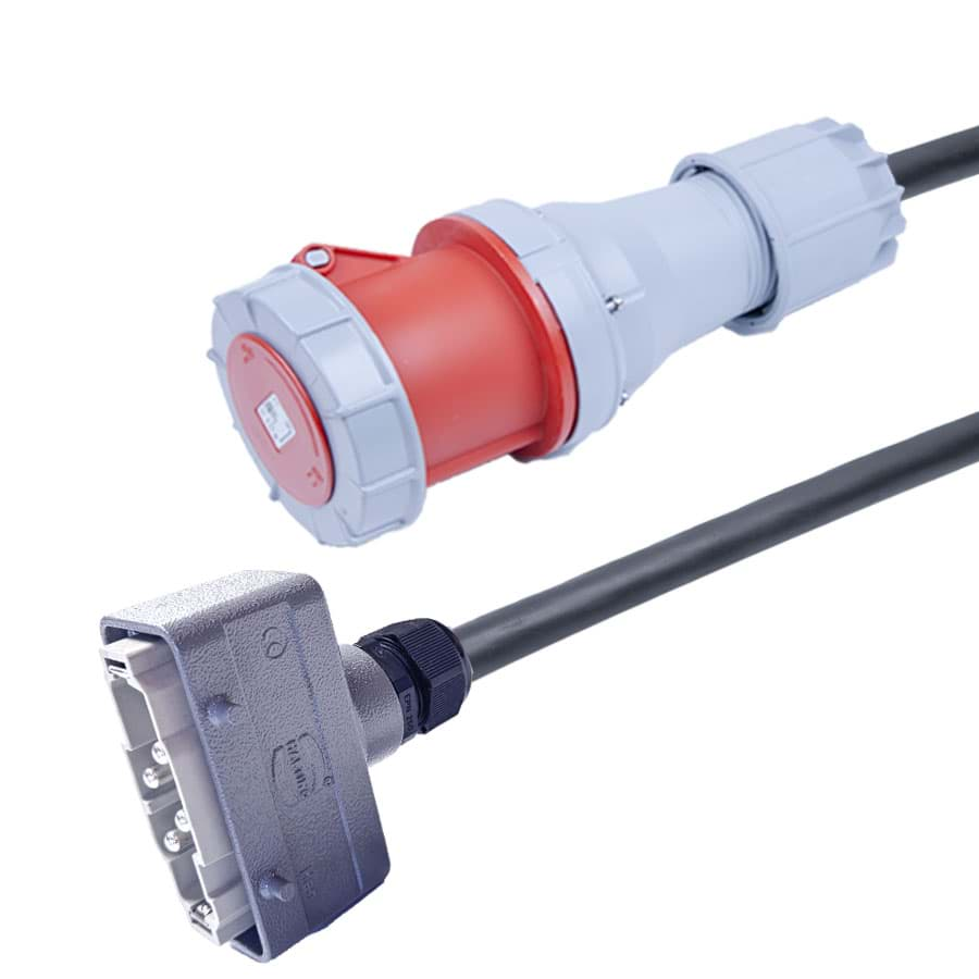 Afbeelding van verloopkabel H07RNF 16mm2 Han K4/0 4p 80A > 5 pin 125A rood PCE  3,0m