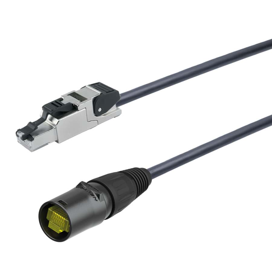 Afbeelding van patchkabel CAT7 4P26 PUR Draka etherCON zwart > RJ45-metaal 30m