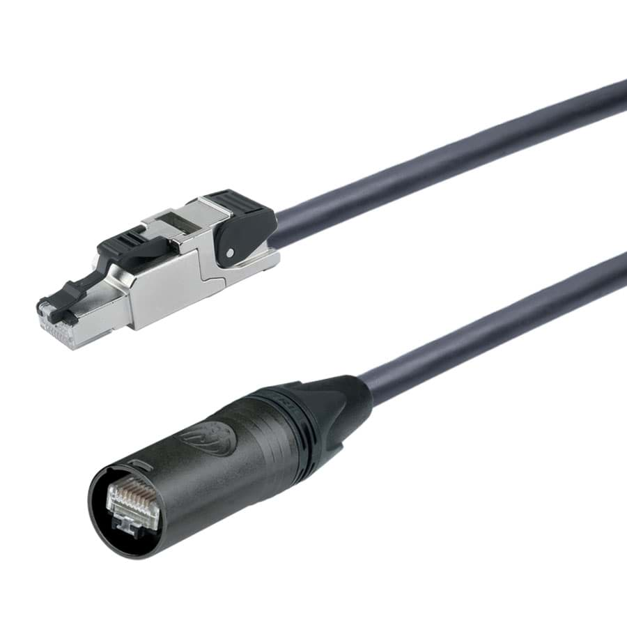 Afbeelding van patchkabel CAT7 4P23 PUR Draka etherCON zwart > RJ45-metaal  0,5m