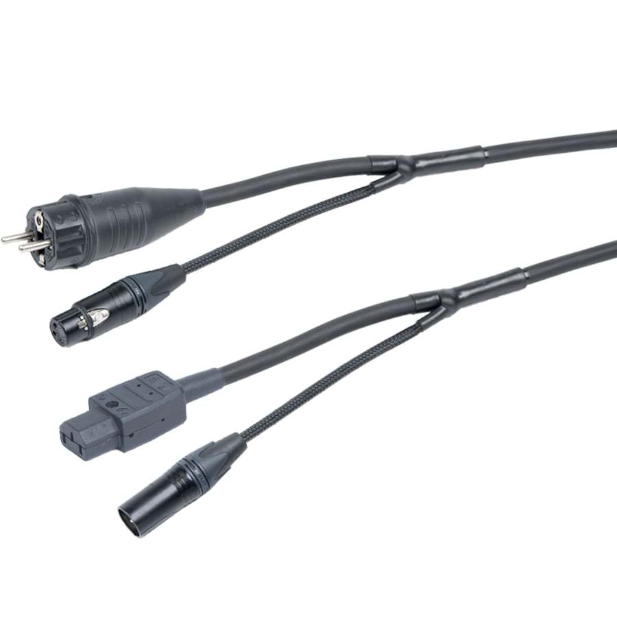 Afbeelding van combi Power+Audio 1,5mm2 Schuko>IEC C13 + XLR3 zwart  5,0m d10mm