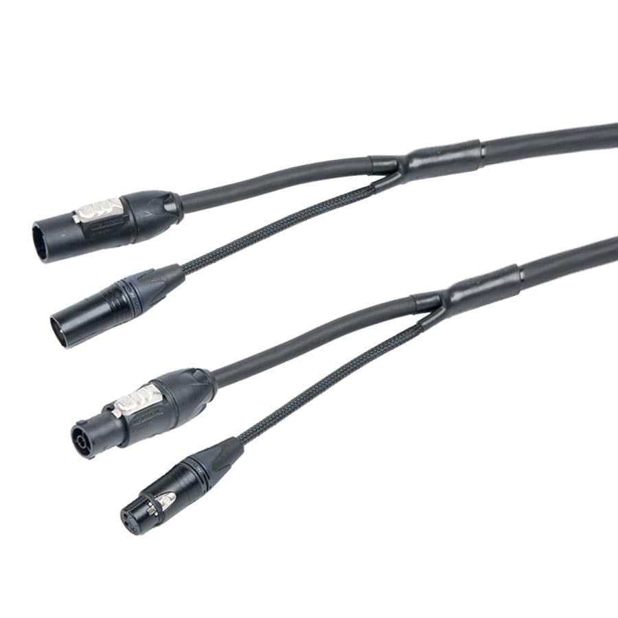 Afbeelding van combi Power+DMX 1,5mm2 powerCON TRUE1 + XLR3 zwart  0,75m d15mm