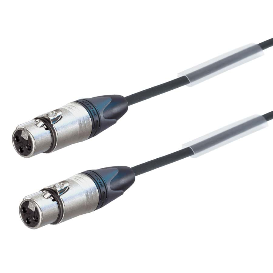 Afbeelding van audiokabel zwart XLR 3p F>F  nikkel  0,2m Neutrik