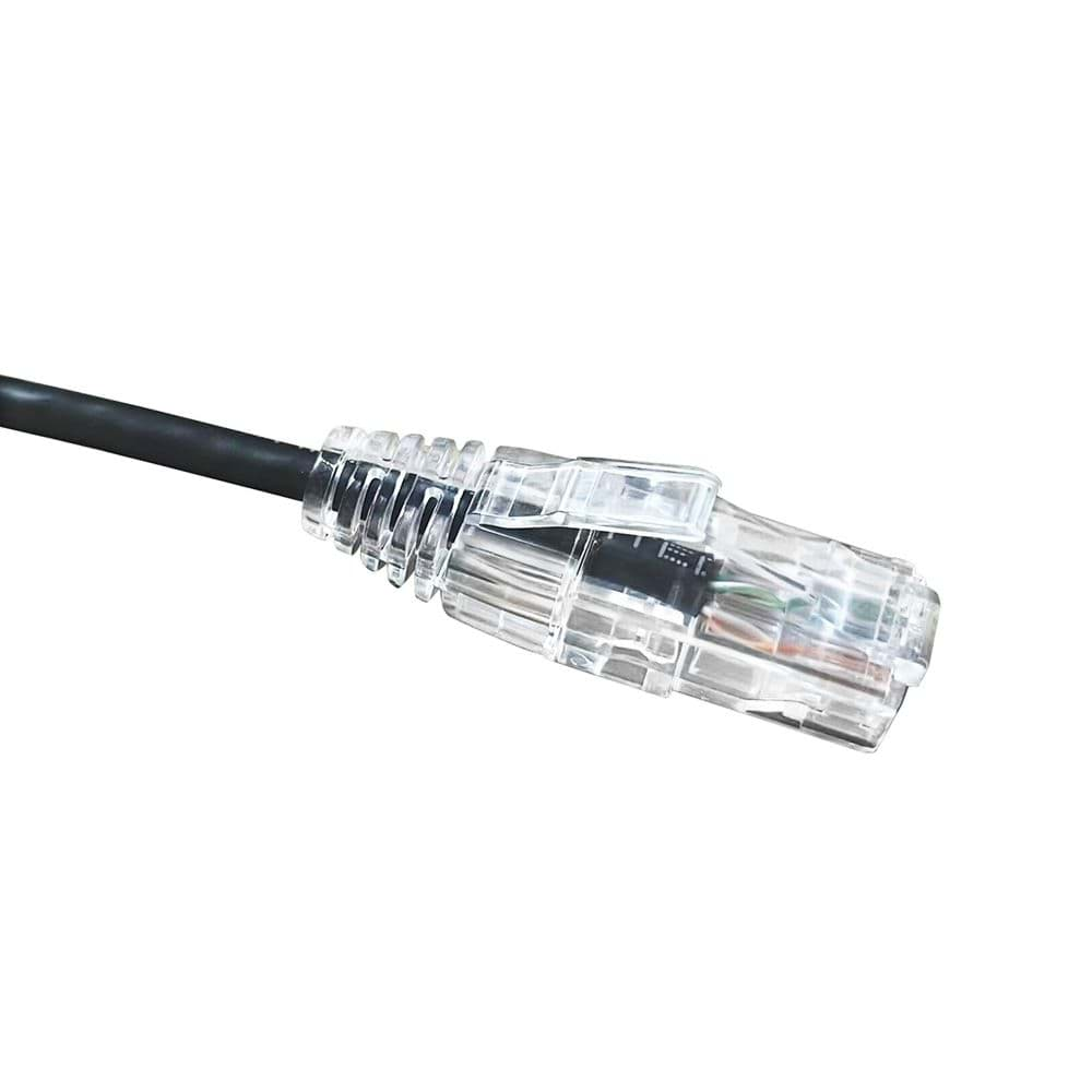 Afbeelding van patchkabel CAT6A U/UTP 4P28 SLIM PVC zwart RJ45 snagless 0,15m SCP 10G