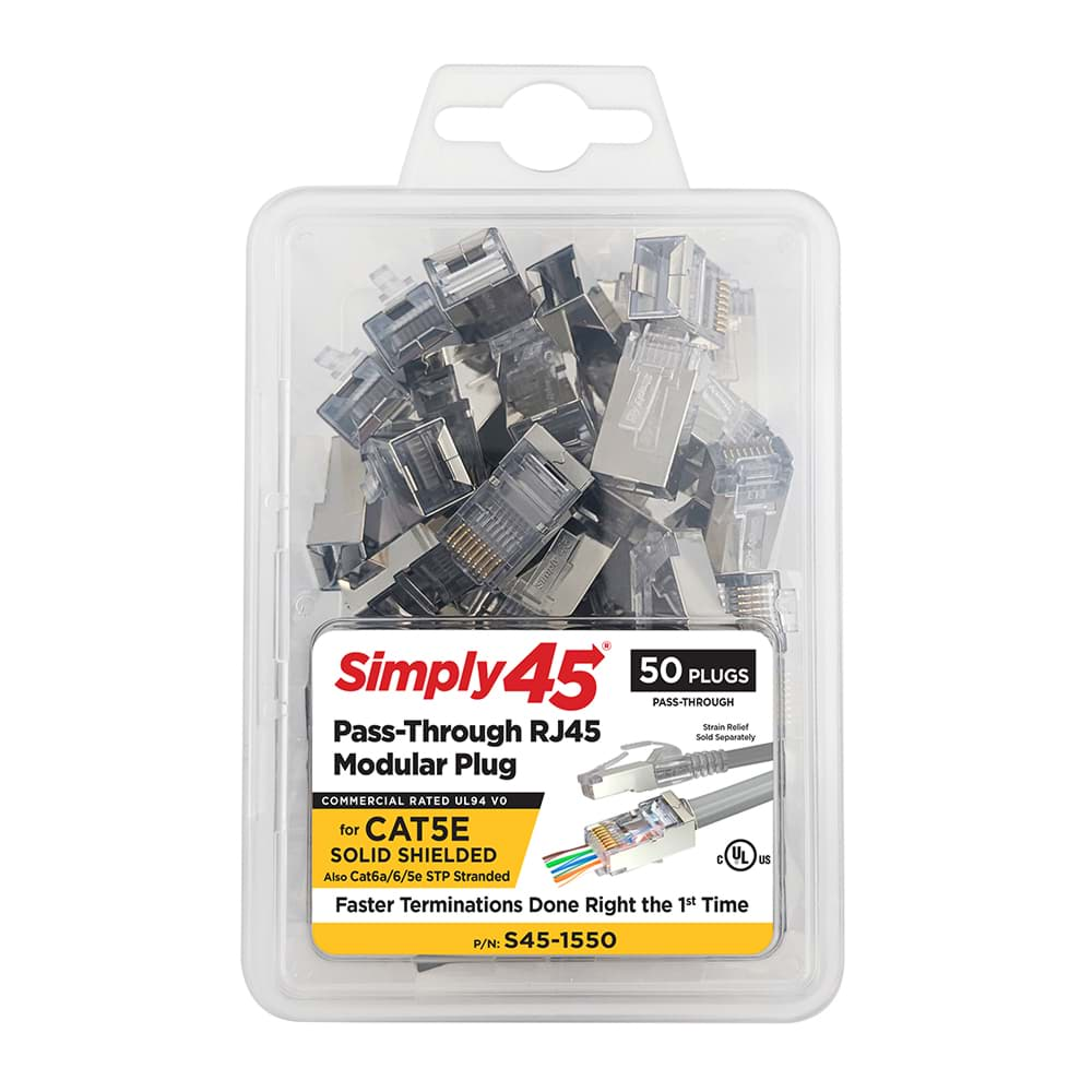 Afbeelding van RJ45 Simply45-PassThrough CAT5E STP AWG24(28-26) dmax=6,5mm BX50