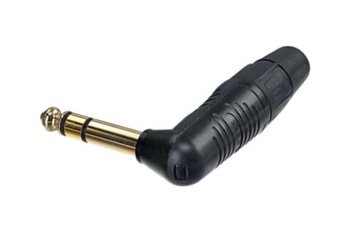 Afbeelding van jack 6,3mm steker 3-polig haaks zwart goud Finger Groove