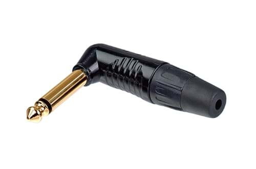 Afbeelding van jack 6,3mm steker 2-polig haaks zwart goud Finger Groove