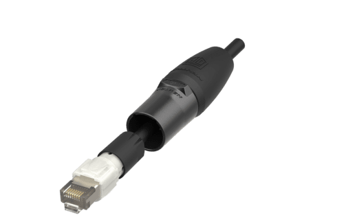 Afbeelding van etherCON kabeldeel zwart TOP IP65 Retractable RJ45 connector