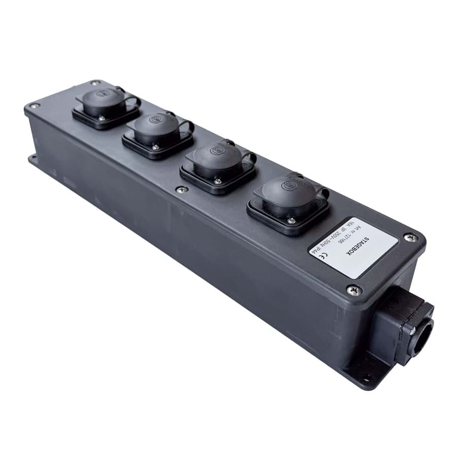Afbeelding van snoercentrale powerCON TRUE1 IN+5xOUT (1+4+1) met afdekkap zwart